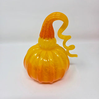Blown Glass Pumpkin- Opaque Yellow with Opaque Orange Fade