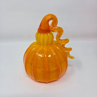 Blown Glass Pumpkin- Opaque Yellow with Opaque Orange Fade