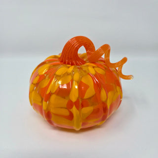 Blown Glass Pumpkin- Opaque Orange and Yellow Spots