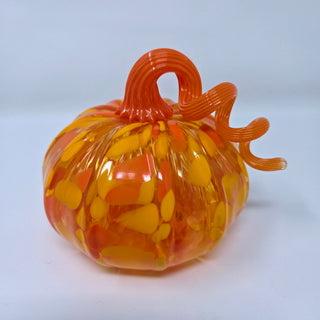 Blown Glass Pumpkin- Opaque Orange and Yellow Spots