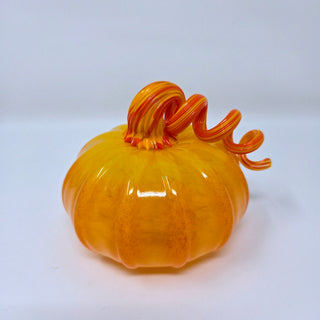 Blown Glass Pumpkin- Opaque Yellow with Opaque Orange Fade