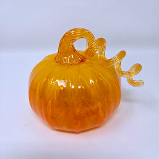 Blown Glass Pumpkin- Opaque Yellow with Opaque Orange Fade