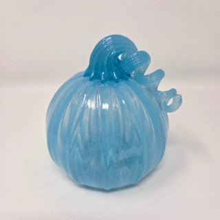 Blown Glass Pumpkin- Opaque Light Blue
