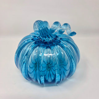 Blown Glass Pumpkin- Transparent Light Blue