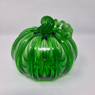 Blown Glass Pumpkin- Transparent Green