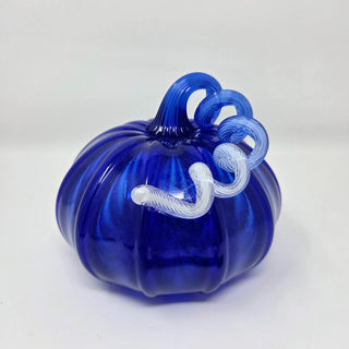 Blown Glass Pumpkin- Transparent Dark Blue