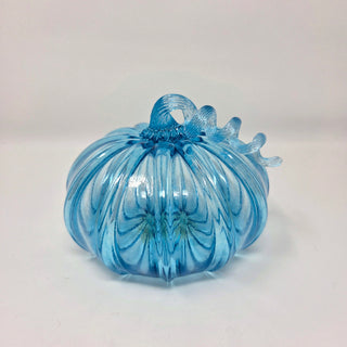 Blown Glass Pumpkin- Transparent Light Blue