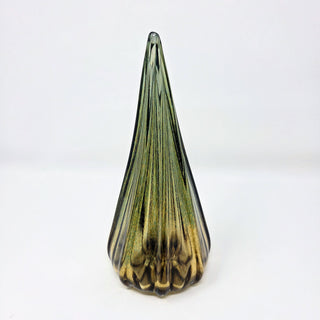 Blown Glass Tree- Dark Amber with Olive Green Fade