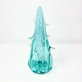 Blown Glass Tree- Ocean Blue with Snow