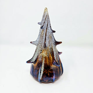 Blown Glass Tree- Bronze Iridescent with Snow