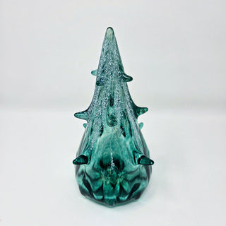 Blown Glass Tree- Jade Green with Snow