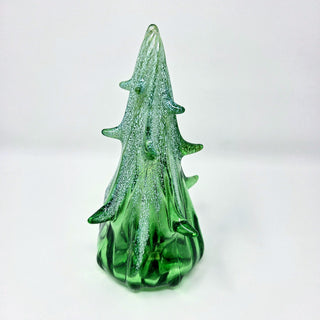 Blown Glass Tree- Green with Snow