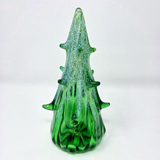 Blown Glass Tree- Green with Snow