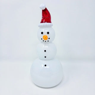 Blown Glass Snowperson with Red Cap