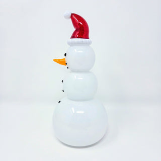 Blown Glass Snowperson with Red Cap