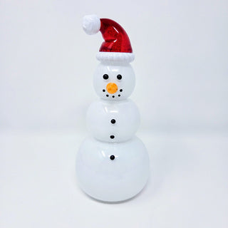 Blown Glass Snowperson with Red Cap