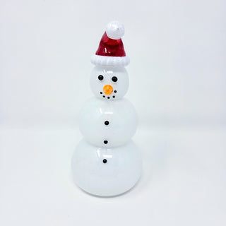 Blown Glass Snowperson with Red Cap