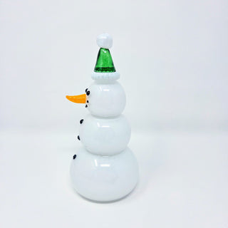 Blown Glass Snowperson with Green Cap