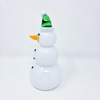 Blown Glass Snowperson with Green Cap