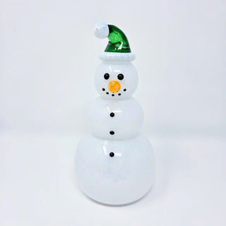 Blown Glass Snowperson with Green Cap