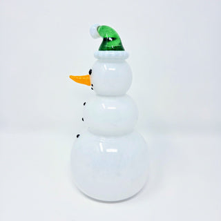 Blown Glass Snowperson with Green Cap