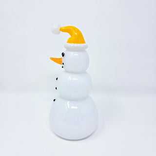 Blown Glass Snowperson with Opaque Yellow Cap