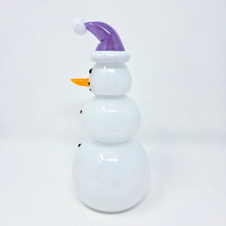 Blown Glass Snowperson with Opaque Violet Cap