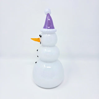 Blown Glass Snowperson with Opaque Violet Cap
