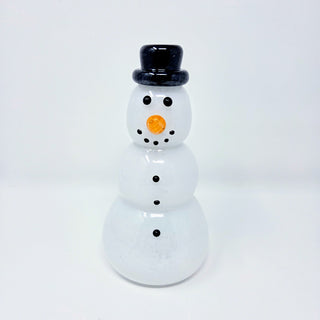 Blown Glass Snowperson with Black Top Hat
