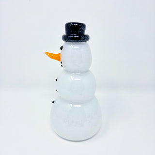 Blown Glass Snowperson with Black Top Hat