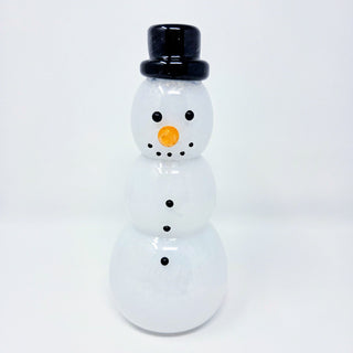 Blown Glass Snowperson with Black Top Hat