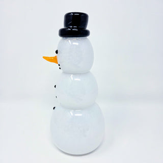 Blown Glass Snowperson with Black Top Hat