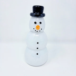 Blown Glass Snowperson with Black Top Hat