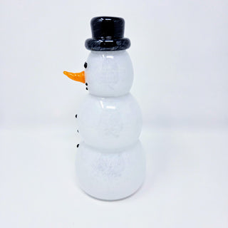 Blown Glass Snowperson with Black Top Hat