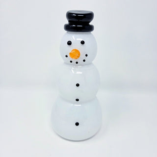 Blown Glass Snowperson with Black Top Hat