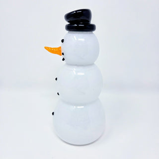 Blown Glass Snowperson with Black Top Hat