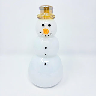 Blown Glass Snowperson with Gold Top Hat