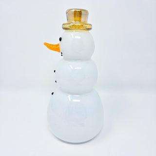 Blown Glass Snowperson with Gold Top Hat