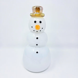Blown Glass Snowperson with Gold Top Hat