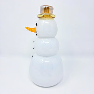 Blown Glass Snowperson with Gold Top Hat