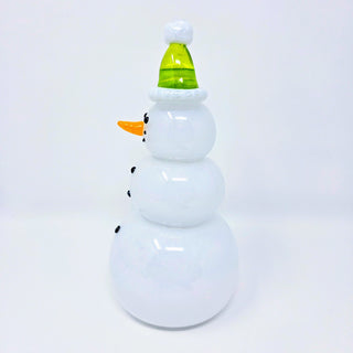 Blown Glass Snowperson with Spring Green Cap