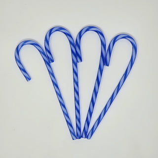 Glass Candy Cane- Dark Blue and White