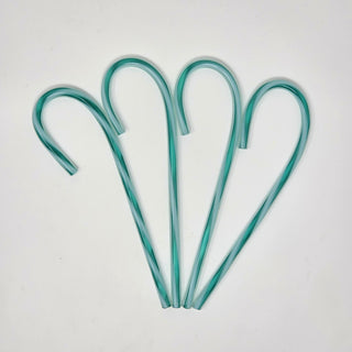 Glass Candy Cane- Jade and White