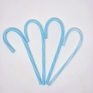 Glass Candy Cane- Light Blue and White