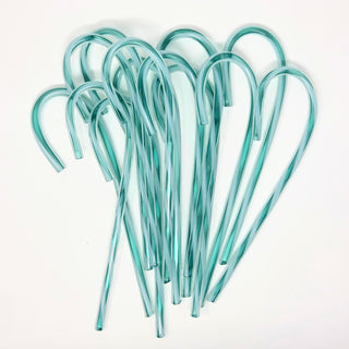 Glass Candy Cane- Jade and White