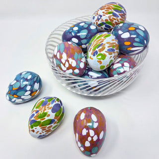 Blown Glass Egg - Opaque with Multicolored Spots