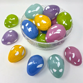 Blown Glass Egg with White Spots