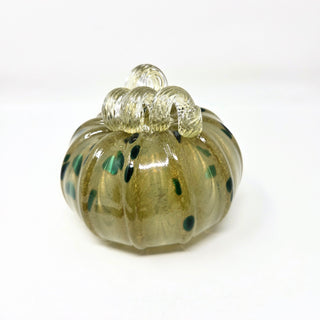 Blown Glass Pumpkin- Opaque Green with Transparent Green Spots