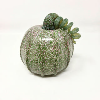 Blown Glass Pumpkin- Opaque Green, Pink, and White Mix