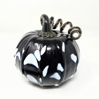 Blown Glass Pumpkin- Black with White Spots